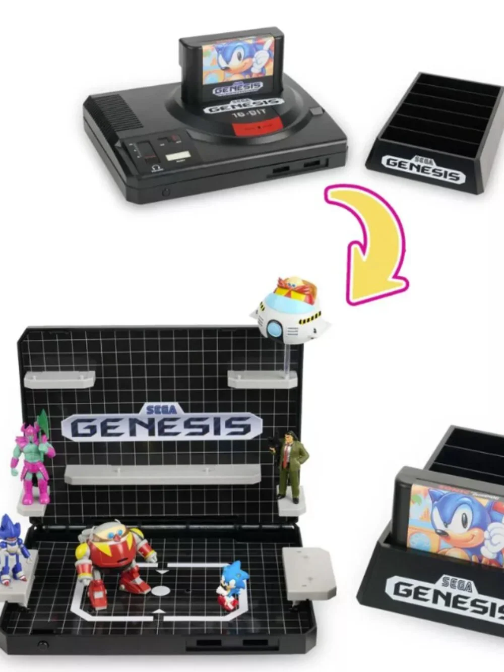 Sega Genesis Console Heroes Supervillain Boss Bundle + Sonic 1 Diorama